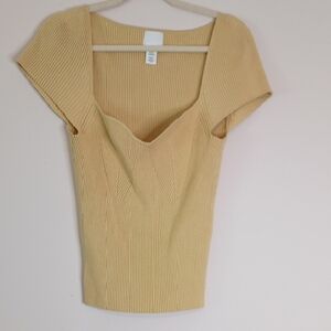 H&M Tan Ribbed Women's Blouse